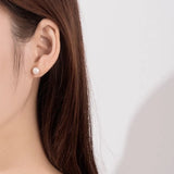 Freshwater Pearl Stud Earrings S925 Sterling Silver Women Jewelry