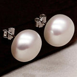 Freshwater Pearl Stud Earrings S925 Sterling Silver Women Jewelry