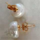 11-12mm Mabe Baroque Pearl 18K Earrings