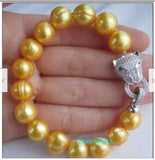 Natural Yellow Pearl Beads Bracelet 11-12mm Clasp