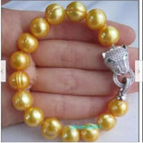 Natural Yellow Pearl Beads Bracelet 11-12mm Clasp