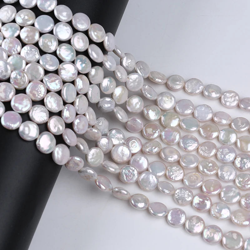 11-12mm Coin Shape Pearl Strand Freshwater Pearl