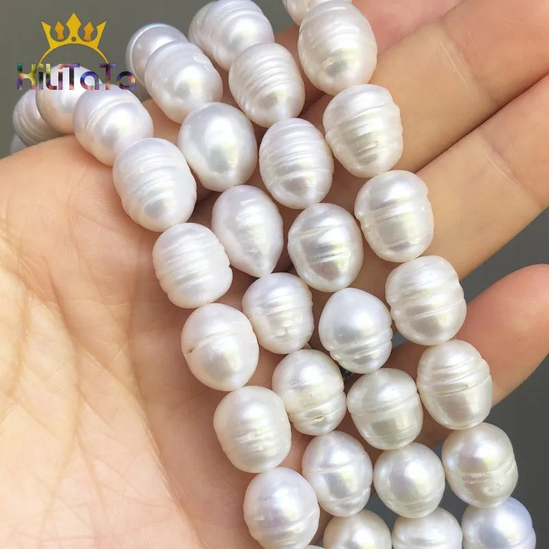 11-12mm Freshwater Pearl Beads Oval Shape Spacer Beads 15''