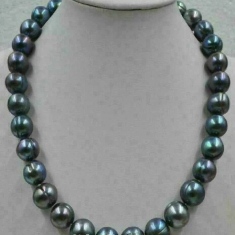 11-12mm South Sea Pearl Necklace 14k Yellow Gold Cuff Colorful Healing Gift