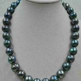 11-12mm South Sea Pearl Necklace 14k Yellow Gold Cuff Colorful Healing Gift