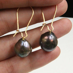 11-13mm Pearl Earrings 18K Ear Drop Hoop Holiday Thanksgiving Mother's