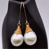 11-13mm Baroque Pearl Earrings Hooks Irregular Temperament Noble DIY
