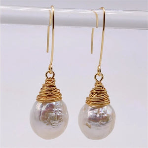 11-13mm Baroque Pearl Earrings Hooks Irregular Temperament Noble DIY