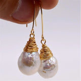 11-13mm Baroque Pearl Earrings Hooks Irregular Temperament Noble DIY