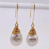 11-13mm Baroque Pearl Earrings Hooks Irregular Temperament Noble DIY
