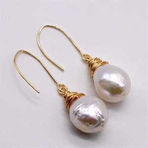 11-13mm Baroque Pearl Earrings Hooks Irregular Temperament Noble DIY