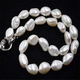 Mesmerizing 11-13mm Baroque Pearl Necklace 18inches Bead Chain Elegant Jewelry
