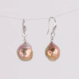 11-13mm Baroque Pearl Earrings 18k Hook AAAA DIY Jewelry Woman