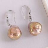 11-13mm Baroque Pearl Earrings 18k Hook AAAA DIY Jewelry Woman