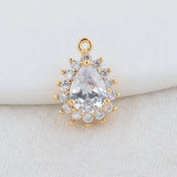 14K Brass and Zircon Drop Charms Pendants for DIY Necklaces