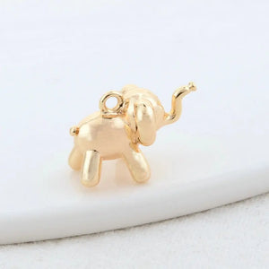 14K Brass Elephant Charms Pendants for DIY Jewelry Making