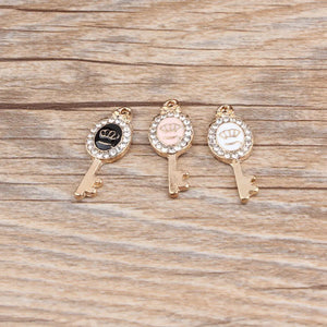 30Pcs Crown Key Glazing KC Alloy Earring Necklace Charms