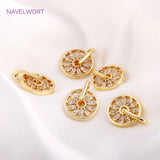 Mini Hollow Zircon Round Pendant 14K Plated Charm DIY Jewelry Accessories