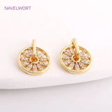 Mini Hollow Zircon Round Pendant 14K Plated Charm DIY Jewelry Accessories