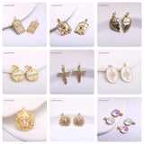 Mini Hollow Zircon Round Pendant 14K Plated Charm DIY Jewelry Accessories
