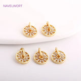 Mini Hollow Zircon Round Pendant 14K Plated Charm DIY Jewelry Accessories