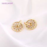Mini Hollow Zircon Round Pendant 14K Plated Charm DIY Jewelry Accessories