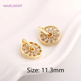Mini Hollow Zircon Round Pendant 14K Plated Charm DIY Jewelry Accessories