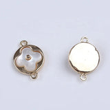 Alloy Plated Mother Of Pearl Shell Four Leaf Clover Charm Pendant