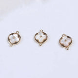 Alloy Plated Mother Of Pearl Shell Four Leaf Clover Charm Pendant