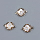 Alloy Plated Mother Of Pearl Shell Four Leaf Clover Charm Pendant