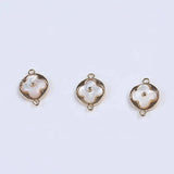 Alloy Plated Mother Of Pearl Shell Four Leaf Clover Charm Pendant