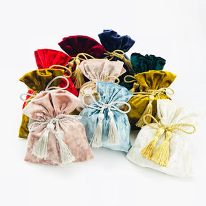 Red Velvet Tassel Drawstring Bags Green Wedding Gift Velvet Bags