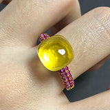 11.6x7mm Big Stone Natural Crystal Candy Ring Purple Zircon Crystal Ring
