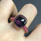11.6x7mm Big Stone Natural Crystal Candy Ring Purple Zircon Crystal Ring