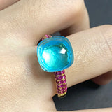 11.6x7mm Big Stone Natural Crystal Candy Ring Purple Zircon Crystal Ring