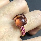 Natural Crystal Candy Ring With Purple Zircon Crystal Stone Women's Jewelry