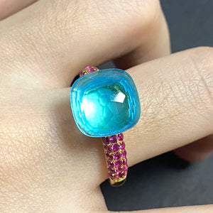 Natural Crystal Candy Ring With Purple Zircon Crystal Stone Women's Jewelry