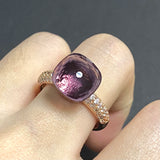 Natural Crystal Candy Ring With Zircon Crystal For Women Jewelry