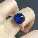 Natural Crystal Candy Ring With Zircon Crystal For Women Jewelry