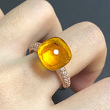 Natural Crystal Candy Ring With Zircon Crystal For Women Jewelry