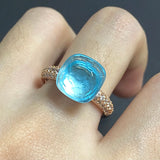 Natural Crystal Candy Ring With Zircon Crystal For Women Jewelry