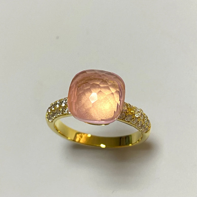 Natural Crystal Candy Ring With Zircon Crystal For Women Jewelry