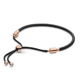 925 Sterling Silver Leather Bracelet Classic Logo Pendant Diamond Gift