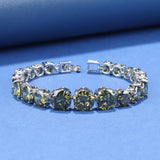 925 Silver Chain Bracelet Round CZ Wedding Jewelry for Women