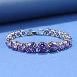 925 Silver Chain Bracelet Round CZ Wedding Jewelry for Women