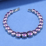 925 Silver Chain Bracelet Round CZ Wedding Jewelry for Women