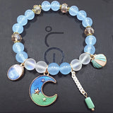Natural Chalcedony Crystal Glass Bead Charm Bracelets