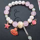 Natural Chalcedony Crystal Glass Bead Charm Bracelets