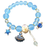 Natural Chalcedony Crystal Glass Bead Charm Bracelets