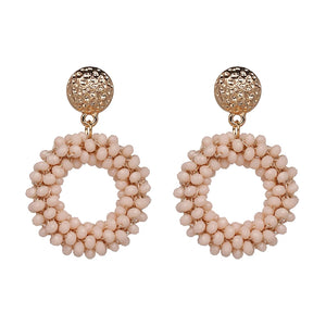 Colorful Crystal Dangle Earrings Round Pendant Drops Earring